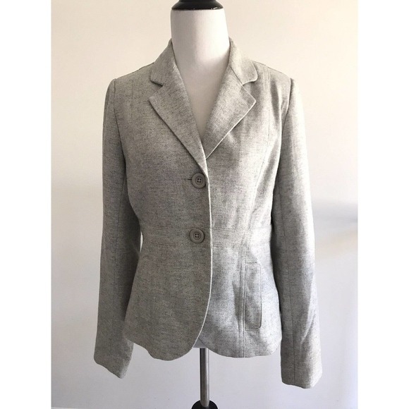 Fossil | Women's Size M Medium Gray Wool Long Sleeve Front Button Blazer - Picture 1 of 12